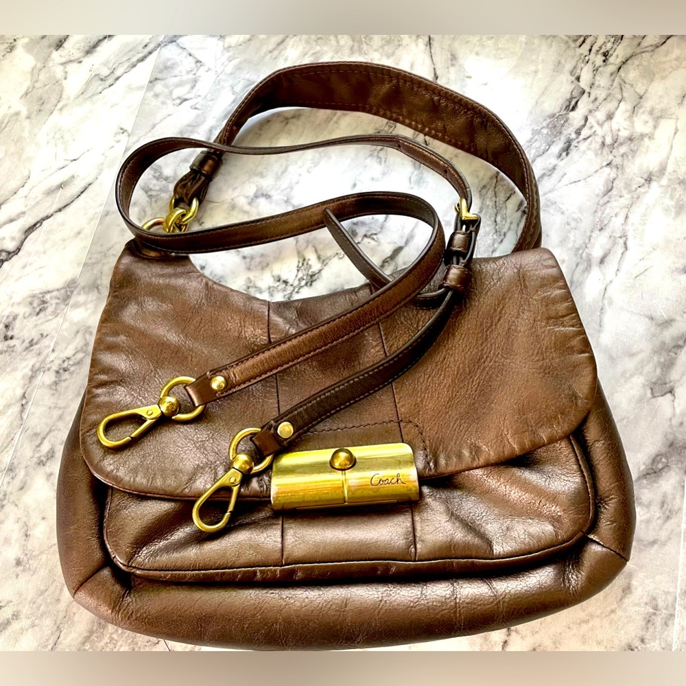 EUC Coach metallic brown leather Kristin shoulder bag